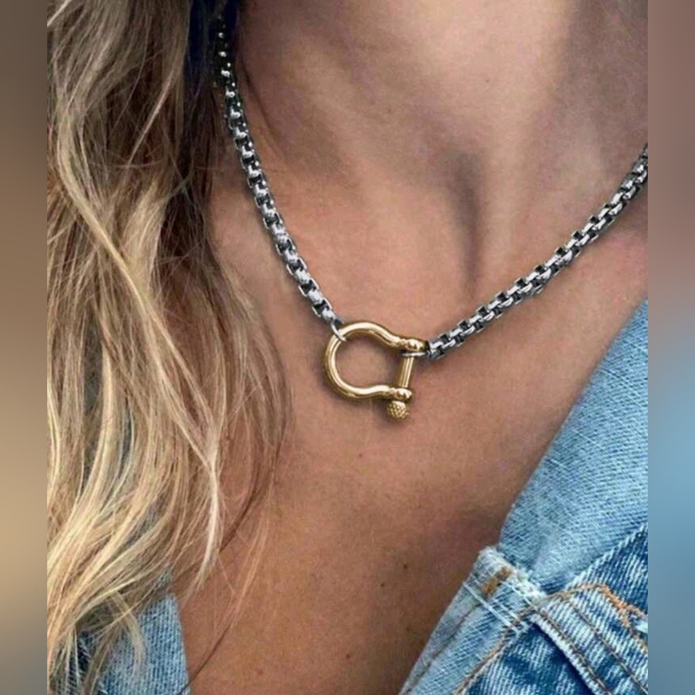 Western Horseshoe Necklace Elegant Gold and Silver Necklace Cowgirl Necklace